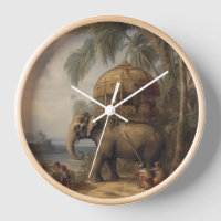 Vintage botanical scene elephant with howdah too