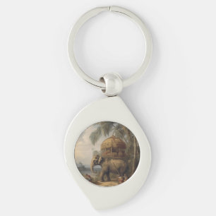 Vintage botanical scene elephant with howdah too key ring