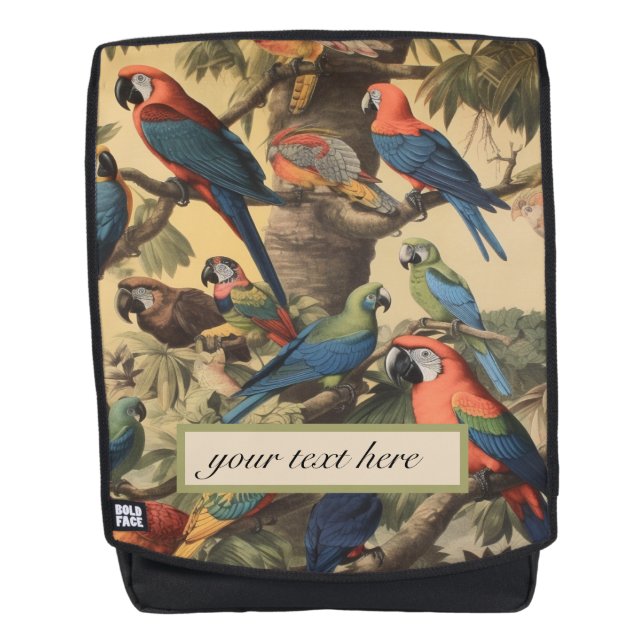 Vintage botanical scene parrots customisable  backpack (Front)