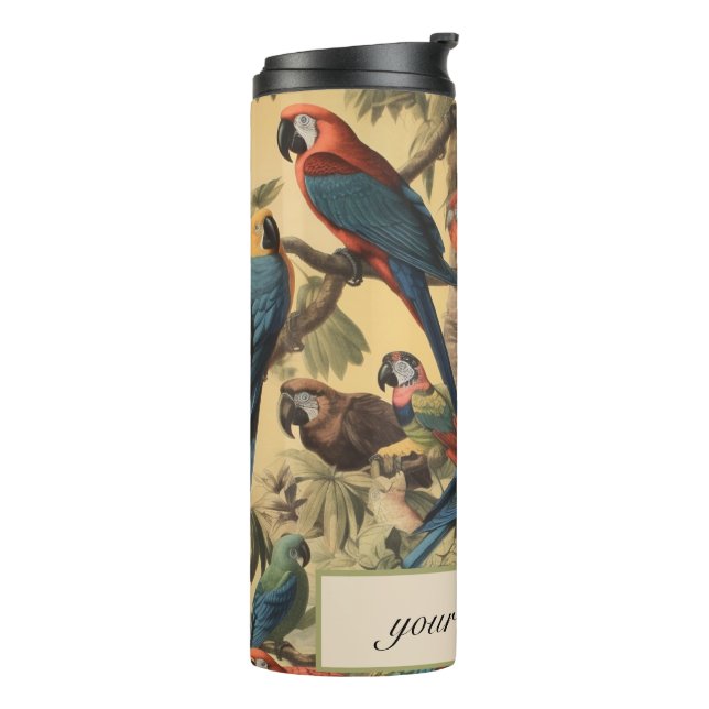 Vintage botanical scene parrotscustomizable  thermal tumbler (Rotated Left)