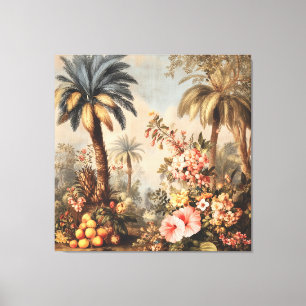 Vintage Botanical Scene with Palms Canvas Print