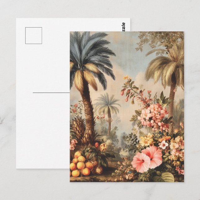 Vintage Botanical Scene with Palms Postcard (Front/Back)