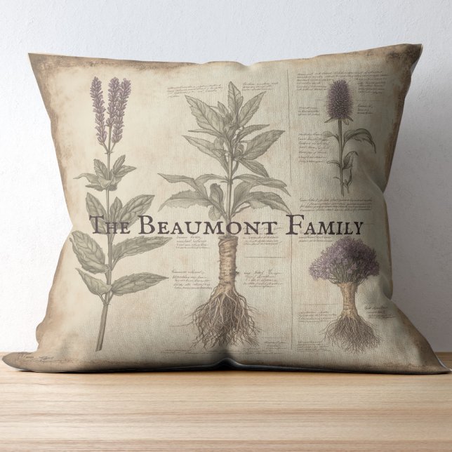 Vintage botanical scientific chart herbs lavender cushion (Creator Uploaded)