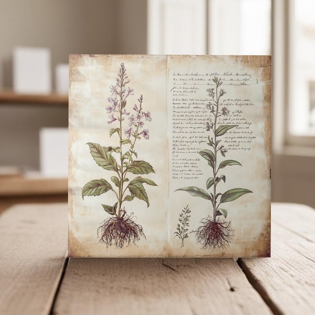 Vintage botanical scientific chart herbs tile (Creator Uploaded)