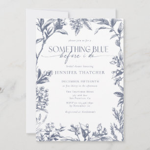 Vintage Botanical Something Blue Bridal Shower Invitation