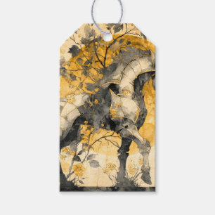 Vintage Botanical Spirit White Horse Floral Vines Gift Tags