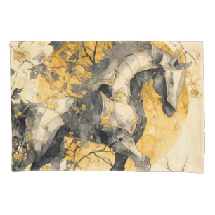 Vintage Botanical Spirit White Horse Floral Vines Pillowcase