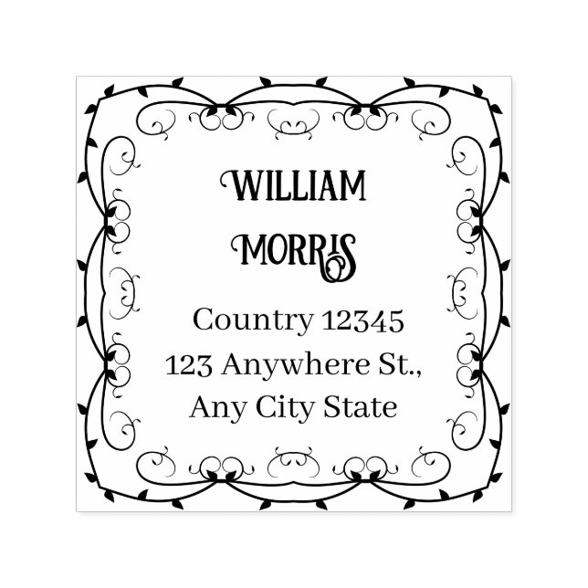 Vintage Botanical Square Custom Address Stamp (Design)