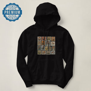 Vintage Botanical Stamp with Flowers and Mushroom Hoodie