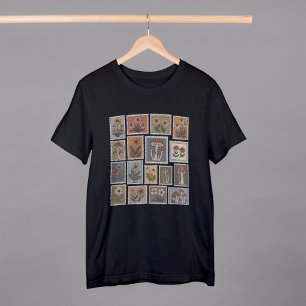 Vintage Botanical Stamp with Flowers and Mushroom T-Shirt