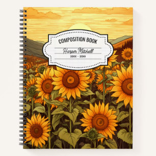 Vintage Botanical Sunflowers Composition Notebook