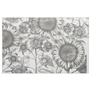 Vintage Botanical Sunflowers Flowers Fabric