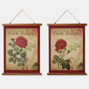 Vintage Botanical Tapestries - Red Rose Pair