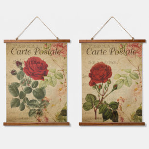 Vintage Botanical Tapestries - Red Rose Pair