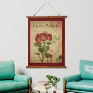 Vintage Botanical Tapestry - Pelargonium Red Decor