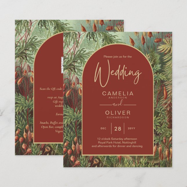 Vintage Botanical Terracotta Florals Arch WEDDING (Front/Back)
