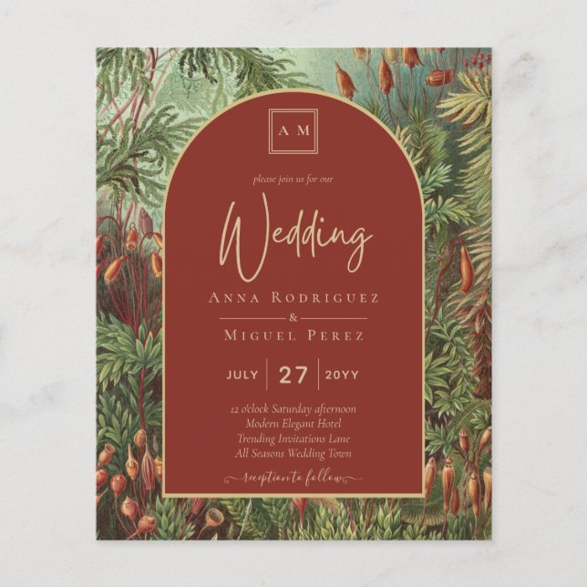 Vintage Botanical Terracotta Florals Arch WEDDING Flyer (Front)