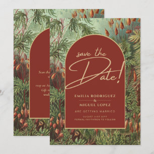 Vintage Botanical Terracotta Florals Arch WEDDING Invitation
