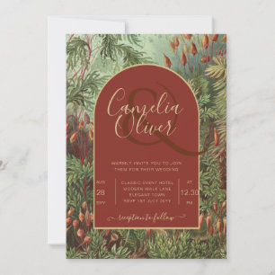 Vintage Botanical Terracotta Florals Arch WEDDING Invitation