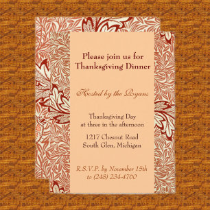Vintage Botanical Thanksgiving Dinner Invitation
