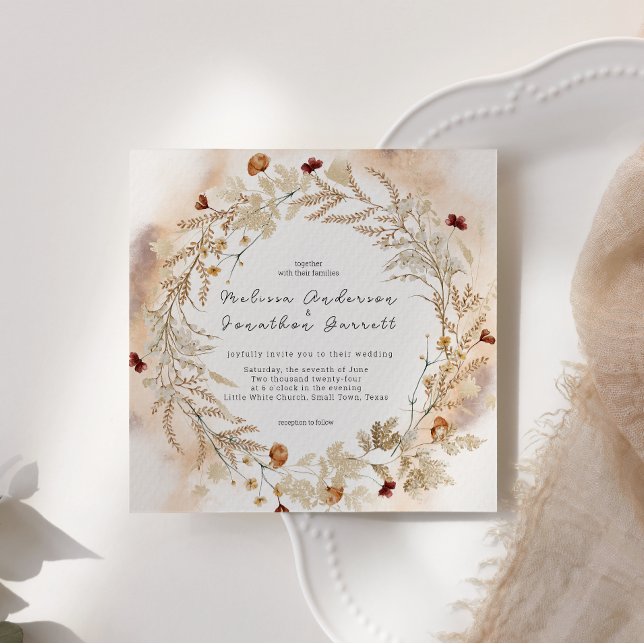 Vintage Botanical Tiny Floral Wedding Invitation (Creator Uploaded)