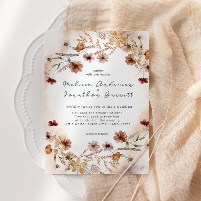 Vintage Botanical Tiny Floral Wedding Invitation (Creator Uploaded)