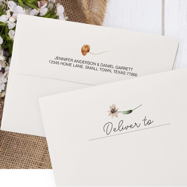 Vintage Botanical Tiny Floral Wedding Invitation Envelope (Creator Uploaded)