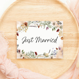 Vintage Botanical Tiny Floral Wedding Just Married