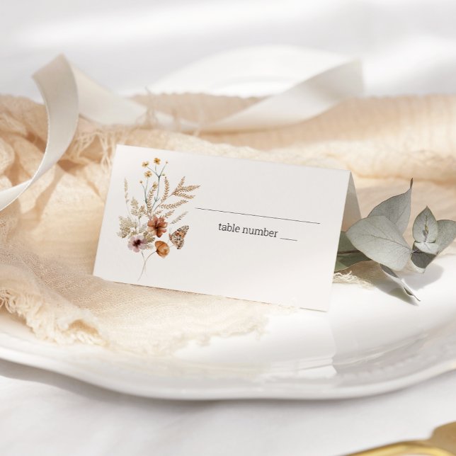 Vintage Botanical Tiny Floral Wedding Place Card (Creator Uploaded)