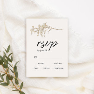 Vintage Botanical Tiny Floral Wedding RSVP Card