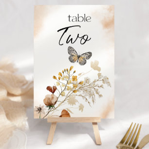 Vintage Botanical Tiny Floral Wedding Table Number