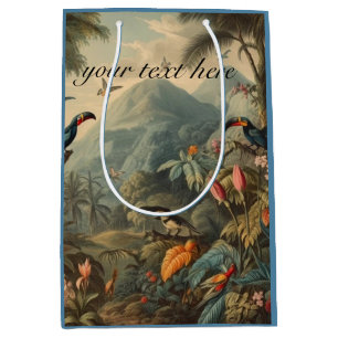 Vintage botanical toucans and flowers customisable medium gift bag
