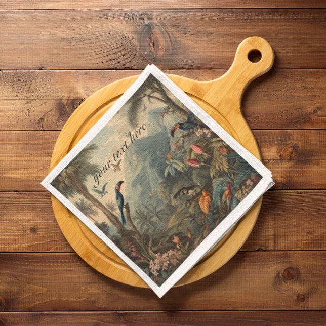 Vintage botanical toucans and flowers customisable napkin (Creator Uploaded)