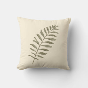 Vintage Botanical Watercolor Green Leaves Cushion