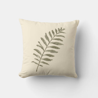 Vintage Botanical Watercolor Green Leaves Cushion