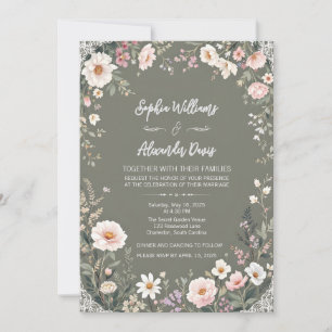 Vintage Botanical Wedding Invitation