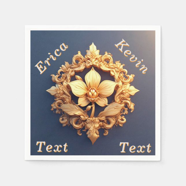 Vintage Botanical Wedding Napkin (Front)