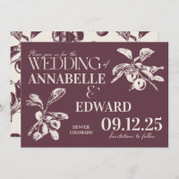 Vintage Botanical Wedding Plum Burgundy