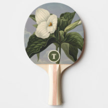 Vintage Botanical White Trillium Monogram Initial