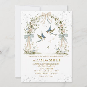 Vintage Botanical Wildflower Wreath Bridal Shower Invitation