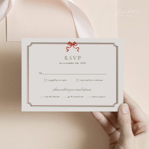 Vintage Botanical Winter Christmas Wedding RSVP Card