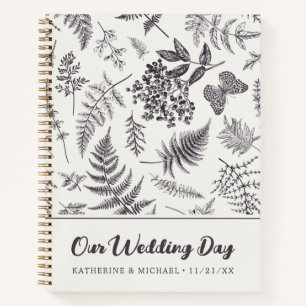 Vintage Botany & Butterfly Our Wedding Day Notebook