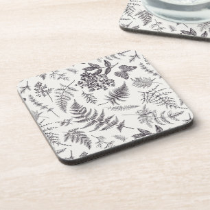 Vintage Botany & Butterfly Pattern Coaster