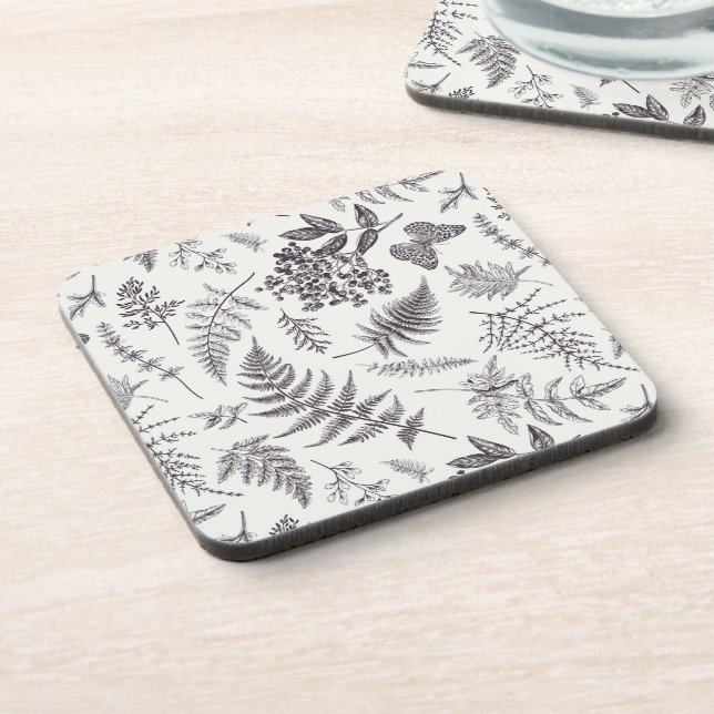 Vintage Botany & Butterfly Pattern Coaster (Left Side)