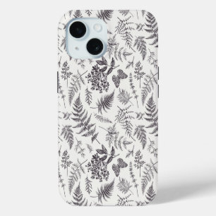 Vintage Botany & Butterfly Pattern iPhone 15 Case