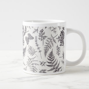 Vintage Botany & Butterfly Pattern Large Coffee Mug