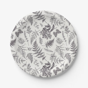Vintage Botany & Butterfly Pattern Paper Plate