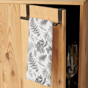 Vintage Botany & Butterfly Pattern Tea Towel