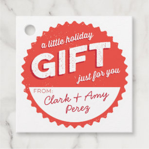 Vintage Bottle-cap Style Holiday Red and White Favour Tags