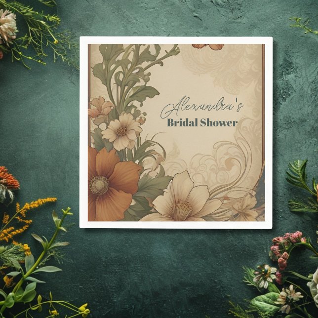 Vintage Bougainvillea Art Nouveau Bridal Shower Napkin (Creator Uploaded)